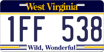 WV license plate 1FF538