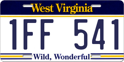 WV license plate 1FF541