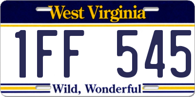 WV license plate 1FF545