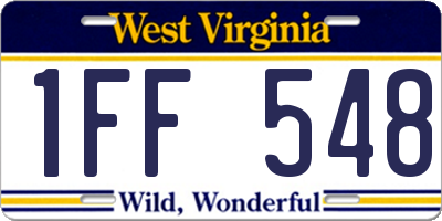 WV license plate 1FF548
