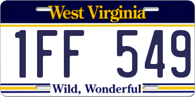 WV license plate 1FF549