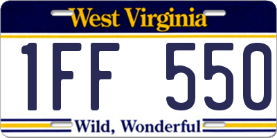 WV license plate 1FF550