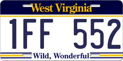 WV license plate 1FF552