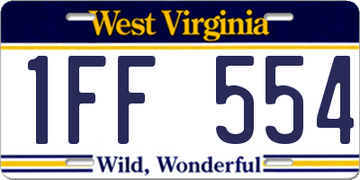 WV license plate 1FF554