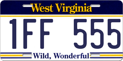WV license plate 1FF555