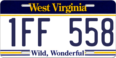 WV license plate 1FF558