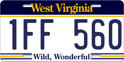 WV license plate 1FF560
