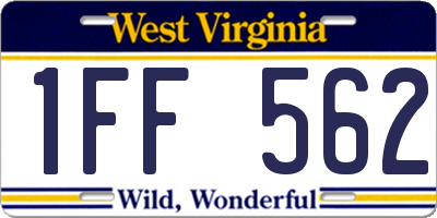 WV license plate 1FF562