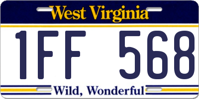 WV license plate 1FF568
