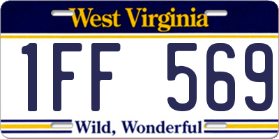 WV license plate 1FF569