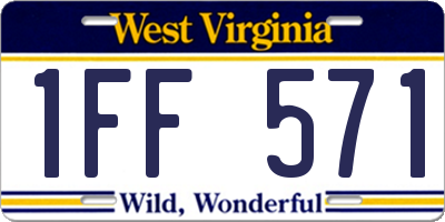WV license plate 1FF571