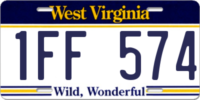 WV license plate 1FF574