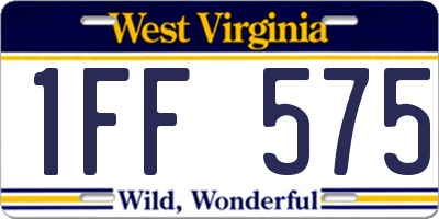 WV license plate 1FF575