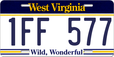 WV license plate 1FF577