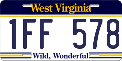 WV license plate 1FF578