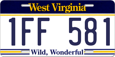 WV license plate 1FF581