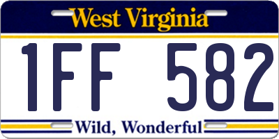 WV license plate 1FF582