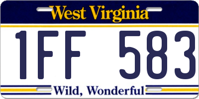 WV license plate 1FF583