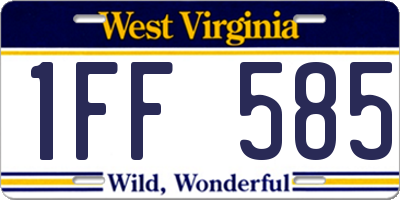 WV license plate 1FF585