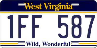 WV license plate 1FF587