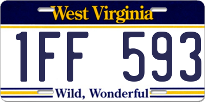WV license plate 1FF593