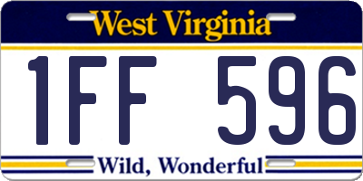 WV license plate 1FF596