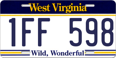 WV license plate 1FF598