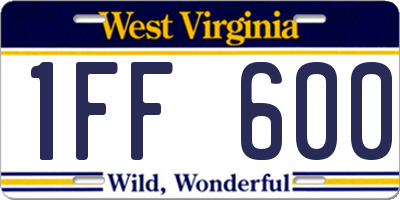 WV license plate 1FF600