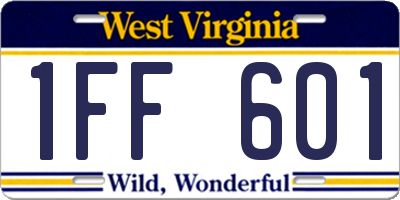 WV license plate 1FF601