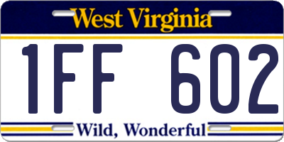 WV license plate 1FF602