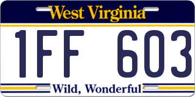 WV license plate 1FF603