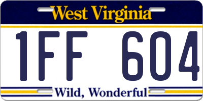 WV license plate 1FF604