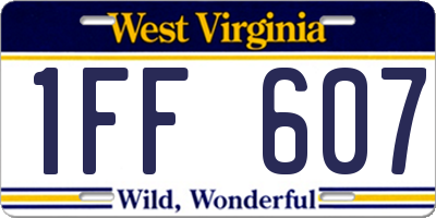 WV license plate 1FF607