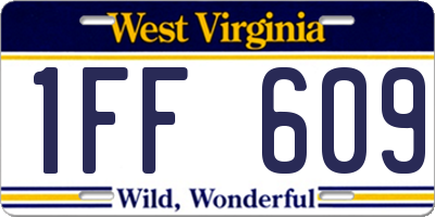 WV license plate 1FF609
