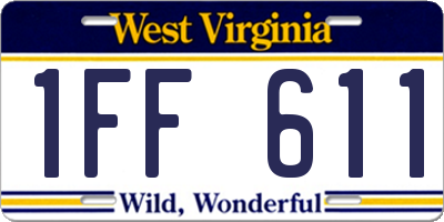 WV license plate 1FF611