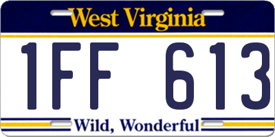 WV license plate 1FF613