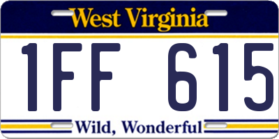 WV license plate 1FF615