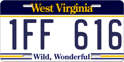 WV license plate 1FF616