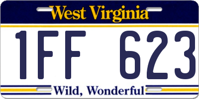 WV license plate 1FF623