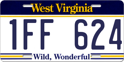 WV license plate 1FF624