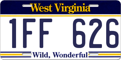 WV license plate 1FF626
