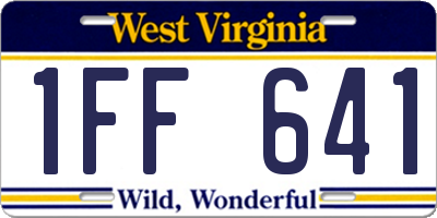 WV license plate 1FF641