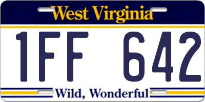 WV license plate 1FF642