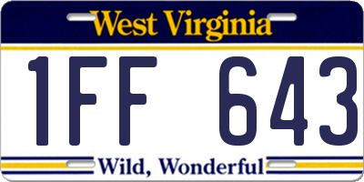 WV license plate 1FF643