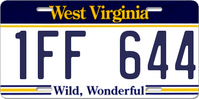 WV license plate 1FF644