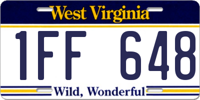 WV license plate 1FF648