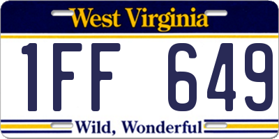 WV license plate 1FF649