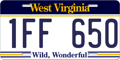 WV license plate 1FF650