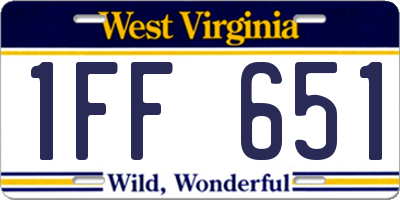 WV license plate 1FF651