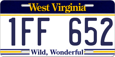 WV license plate 1FF652